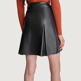 Luxe Pleat Faux Leather Mini Skirt